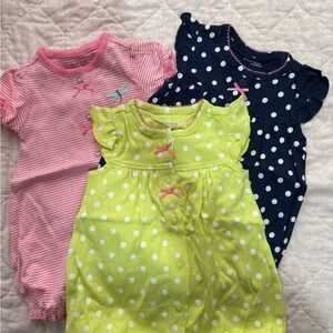 Baby Girl Polka Dot and Striped Rompers Set